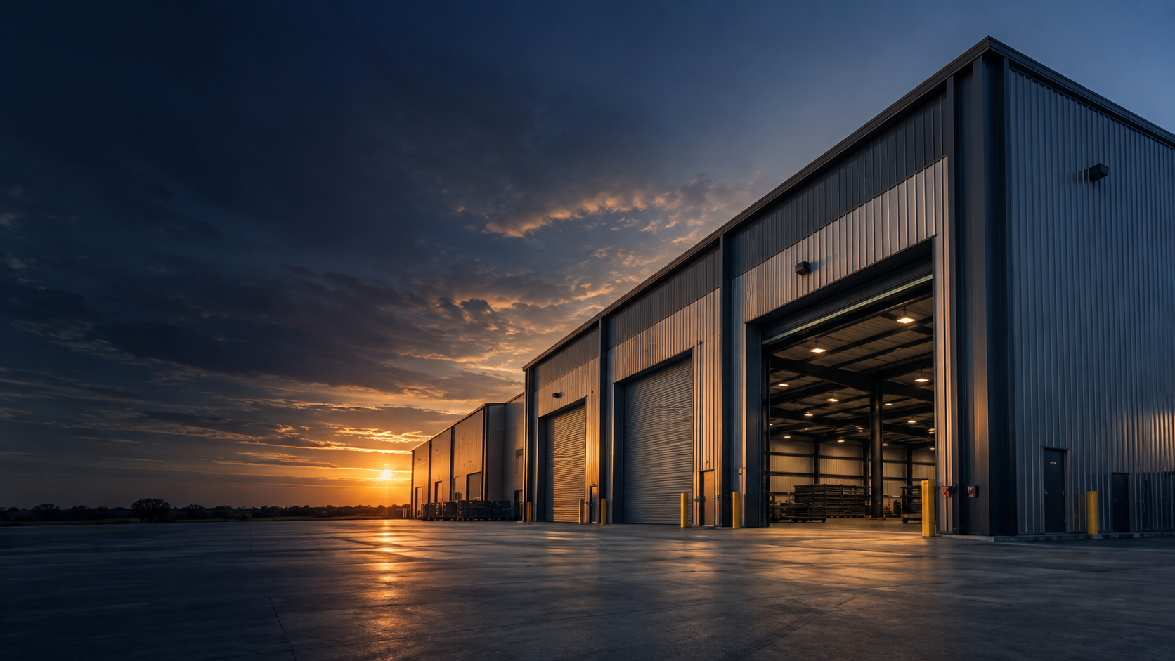 Modern pre-engineered steel warehouse